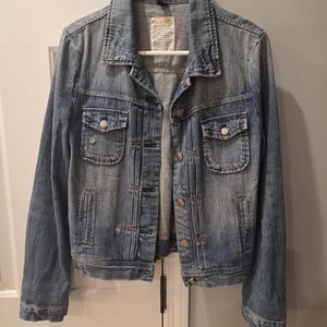 J Crew Denim Jacket Adult M Blue Denim Broken In Stonewashed